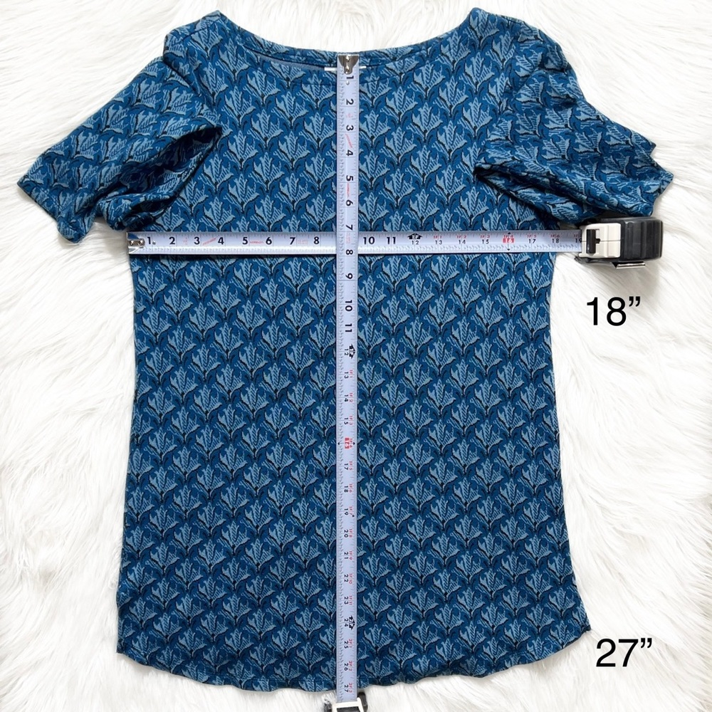 J. Jill Blue Floral Printed Boat Neck Long Sleeve Ponte Knit Pullover Top Small - Picture 7 of 7